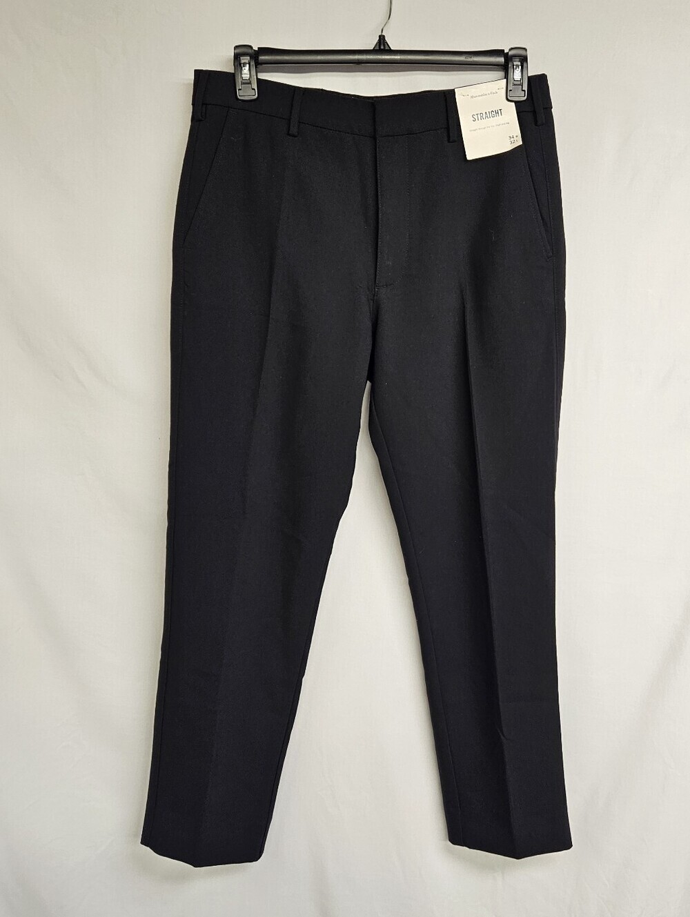 Abercrombie & Fitch Pants Men 34 X 32 Black Chino Straight Stretch Trousers NEW